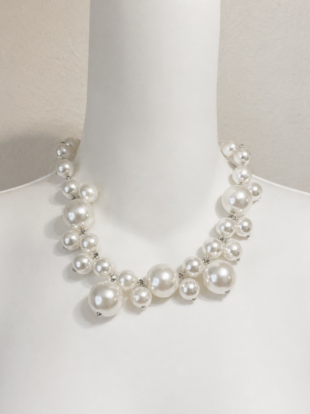 Faux Pearl Statement Necklace Graduated Cluster Bridal Wedding Jewelry
